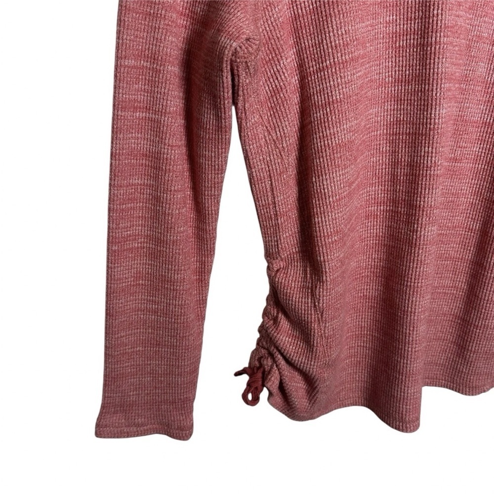 J Jill Pullover Womens Large Cotton Heather Pink Waffle Cowl Neck Knit Side Tie - Picture 7 of 11